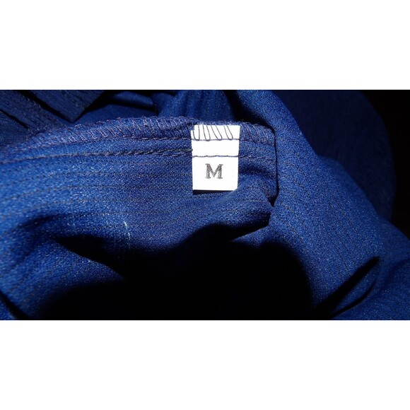 Flora Dark Blue Textured Short Sleeve Shirt Pullover Top Size Med Women Vintage - Picture 6 of 10